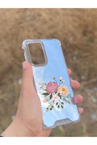 Samsung Galaxy A33 Uyumlu Aynalı Pembe Gül Desenli Darbe Kamera Korumalı Silikon Telefon Kılıfı