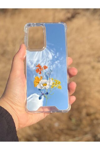 Samsung Galaxy A33 Uyumlu Aynalı Sarı Beyaz Desenli Darbe Kamera Korumalı Silikon Telefon Kılıfı