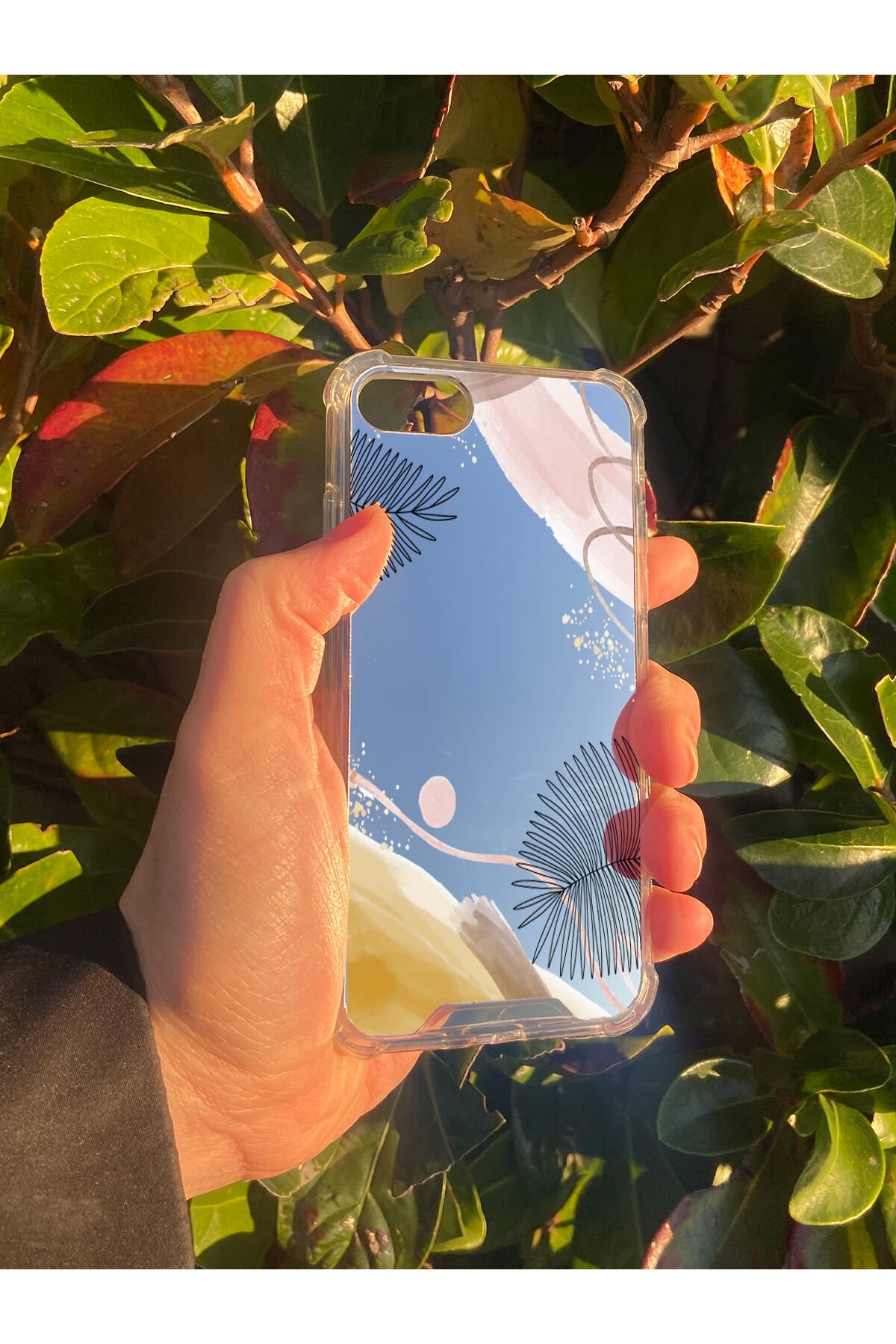 İphone SE 2022 Uyumlu Aynalı Karışık Desenli Darbe Kamera Korumalı Silikon Telefon Kılıfı