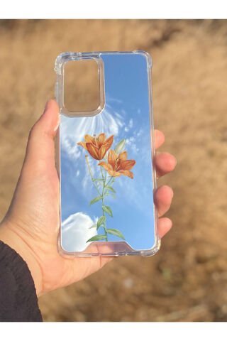 Samsung Galaxy A33 Uyumlu Aynalı Lale Desenli Darbe Kamera Korumalı Silikon Telefon Kılıfı