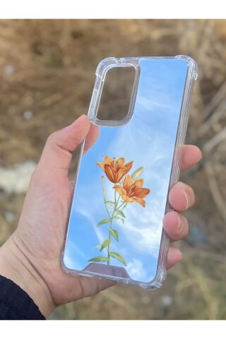 Samsung Galaxy A33 Uyumlu Aynalı Lale Desenli Darbe Kamera Korumalı Silikon Telefon Kılıfı