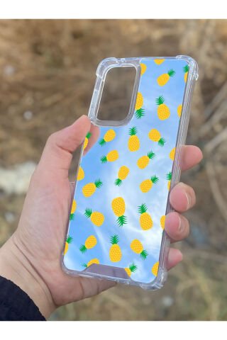 Samsung Galaxy A33 Uyumlu Aynalı Ananas Desenli Darbe Kamera Korumalı Silikon Telefon Kılıfı