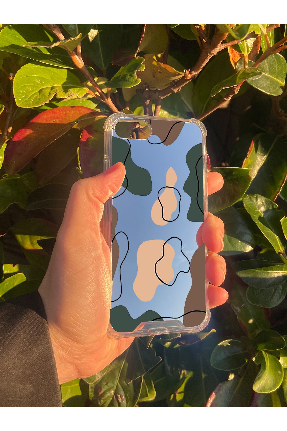İphone SE 2022 Uyumlu Aynalı Dalga Desenli Darbe Kamera Korumalı Silikon Telefon Kılıfı