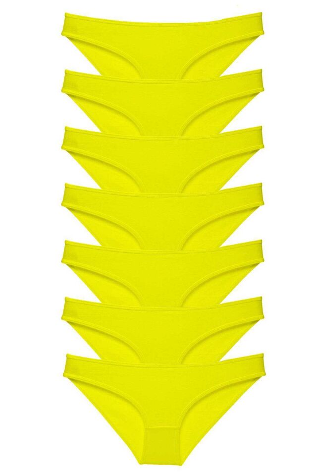 7 adet Süper Eko Set Likralı Kadın Slip Külot Sarı