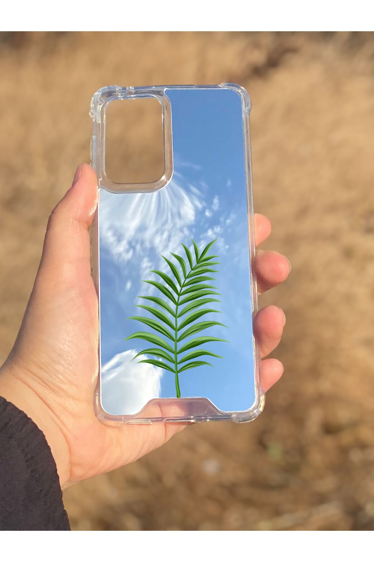 Samsung Galaxy A33 Uyumlu Aynalı Yaprak Desenli Darbe Kamera Korumalı Silikon Telefon Kılıfı