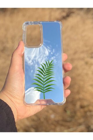 Samsung Galaxy A33 Uyumlu Aynalı Yaprak Desenli Darbe Kamera Korumalı Silikon Telefon Kılıfı