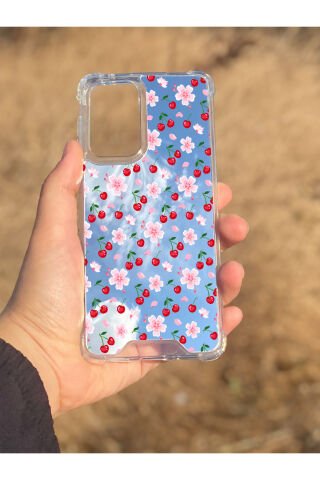 Samsung Galaxy A33 Uyumlu Aynalı Kiraz Desenli Darbe Kamera Korumalı Silikon Telefon Kılıfı