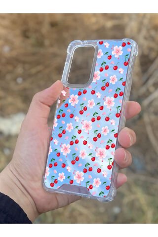 Samsung Galaxy A33 Uyumlu Aynalı Kiraz Desenli Darbe Kamera Korumalı Silikon Telefon Kılıfı