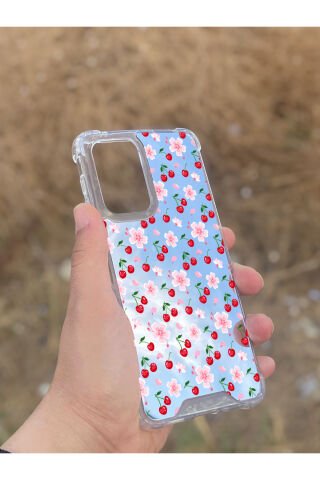 Samsung Galaxy A33 Uyumlu Aynalı Kiraz Desenli Darbe Kamera Korumalı Silikon Telefon Kılıfı
