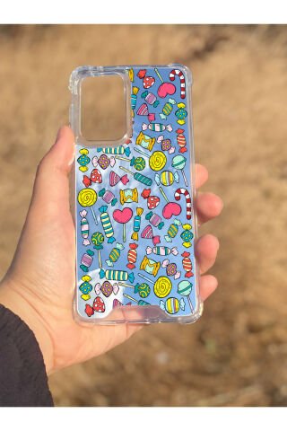 Samsung Galaxy A33 Uyumlu Aynalı Şeker Desenli Darbe Kamera Korumalı Silikon Telefon Kılıfı
