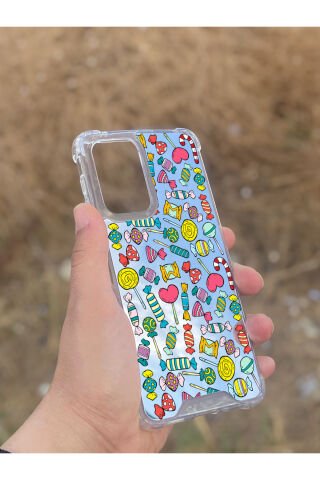 Samsung Galaxy A33 Uyumlu Aynalı Şeker Desenli Darbe Kamera Korumalı Silikon Telefon Kılıfı