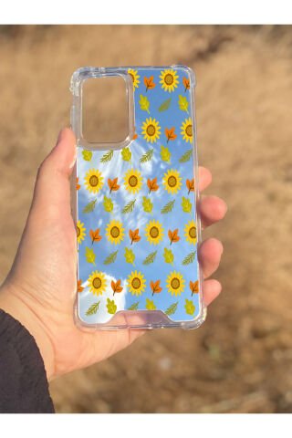 Samsung Galaxy A33 Uyumlu Aynalı Ayçiçeği Desenli Darbe Kamera Korumalı Silikon Telefon Kılıfı