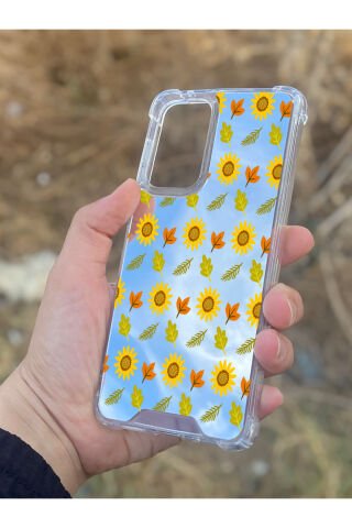 Samsung Galaxy A33 Uyumlu Aynalı Ayçiçeği Desenli Darbe Kamera Korumalı Silikon Telefon Kılıfı