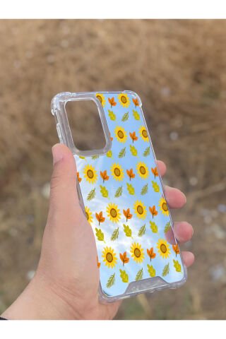 Samsung Galaxy A33 Uyumlu Aynalı Ayçiçeği Desenli Darbe Kamera Korumalı Silikon Telefon Kılıfı