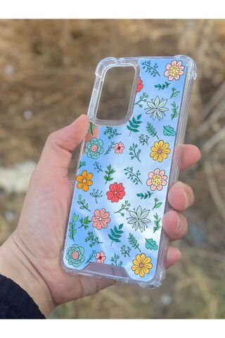 Samsung Galaxy A33 Uyumlu Aynalı Renkli Çiçek Desenli Darbe Kamera Korumalı Silikon Telefon Kılıfı