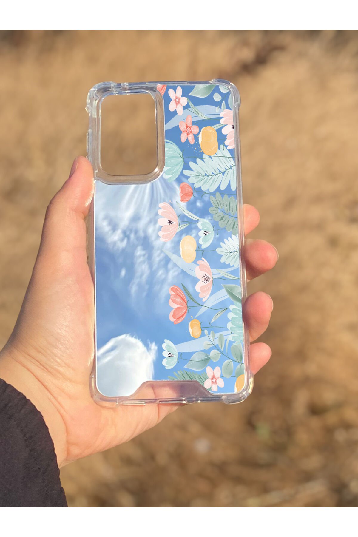 Samsung Galaxy A33 Uyumlu Aynalı Lale Desenli Darbe Kamera Korumalı Silikon Telefon Kılıfı
