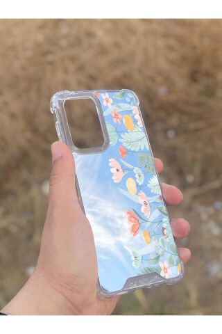 Samsung Galaxy A33 Uyumlu Aynalı Lale Desenli Darbe Kamera Korumalı Silikon Telefon Kılıfı