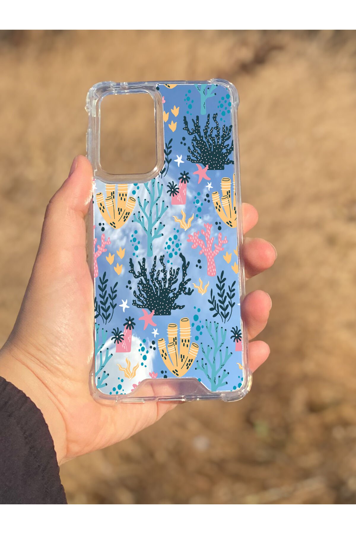 Samsung Galaxy A33 Uyumlu Aynalı Renkli Dal Desenli Darbe Kamera Korumalı Silikon Telefon Kılıfı
