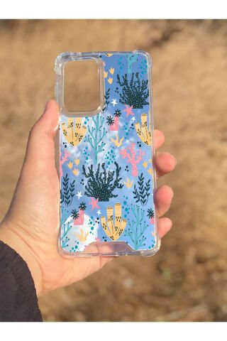 Samsung Galaxy A33 Uyumlu Aynalı Renkli Dal Desenli Darbe Kamera Korumalı Silikon Telefon Kılıfı