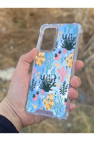 Samsung Galaxy A33 Uyumlu Aynalı Renkli Dal Desenli Darbe Kamera Korumalı Silikon Telefon Kılıfı