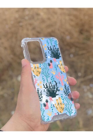 Samsung Galaxy A33 Uyumlu Aynalı Renkli Dal Desenli Darbe Kamera Korumalı Silikon Telefon Kılıfı