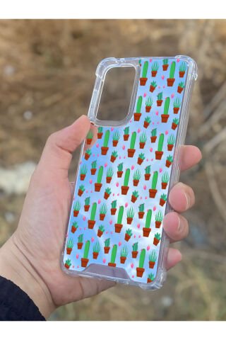 Samsung Galaxy A33 Uyumlu Aynalı Kaktüs Desenli Darbe Kamera Korumalı Silikon Telefon Kılıfı