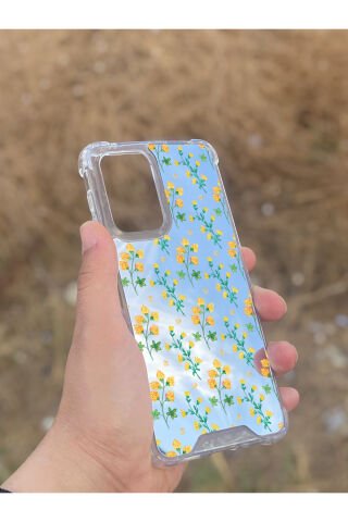 Samsung Galaxy A33 Uyumlu Aynalı Sarı Çiçek Desenli Darbe Kamera Korumalı Silikon Telefon Kılıfı