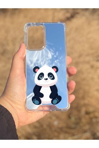 Samsung Galaxy A33 Uyumlu Aynalı Sevimli Panda Desenli Darbe Kamera Korumalı Silikon Telefon Kılıfı