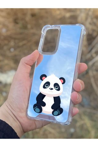 Samsung Galaxy A33 Uyumlu Aynalı Sevimli Panda Desenli Darbe Kamera Korumalı Silikon Telefon Kılıfı