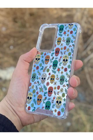 Samsung Galaxy A33 Uyumlu Aynalı Kuru Kafa Desenli Darbe Kamera Korumalı Silikon Telefon Kılıfı