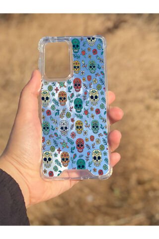 Samsung Galaxy A33 Uyumlu Aynalı Kuru Kafa Desenli Darbe Kamera Korumalı Silikon Telefon Kılıfı