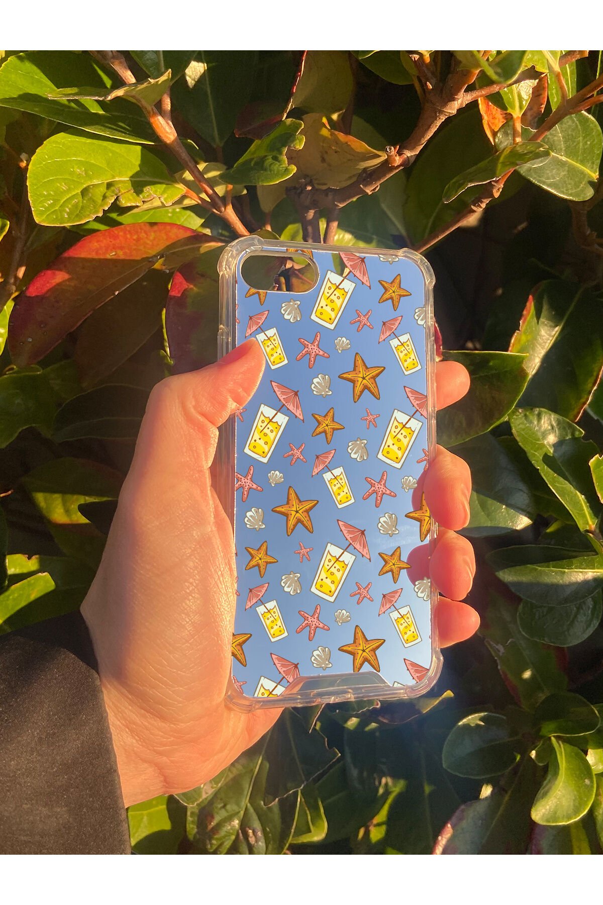 İphone SE 2022 Uyumlu Aynalı Limonata Desenli Darbe Kamera Korumalı Silikon Telefon Kılıfı