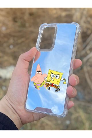 Samsung Galaxy A33 Uyumlu Aynalı Sünger Bob Desenli Darbe Kamera Korumalı Silikon Telefon Kılıfı