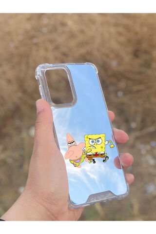 Samsung Galaxy A33 Uyumlu Aynalı Sünger Bob Desenli Darbe Kamera Korumalı Silikon Telefon Kılıfı
