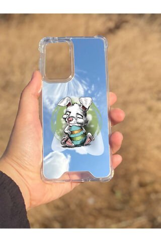 Samsung Galaxy A33 Uyumlu Aynalı Sevimli Tavşan Desenli Darbe Kamera Korumalı Silikon Telefon Kılıfı