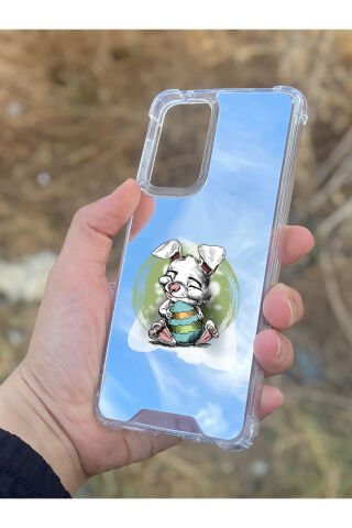 Samsung Galaxy A33 Uyumlu Aynalı Sevimli Tavşan Desenli Darbe Kamera Korumalı Silikon Telefon Kılıfı