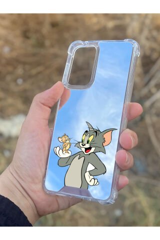 Samsung Galaxy A33 Uyumlu Aynalı Tom Ve Jerry Desenli Darbe Kamera Korumalı Silikon Telefon Kılıfı