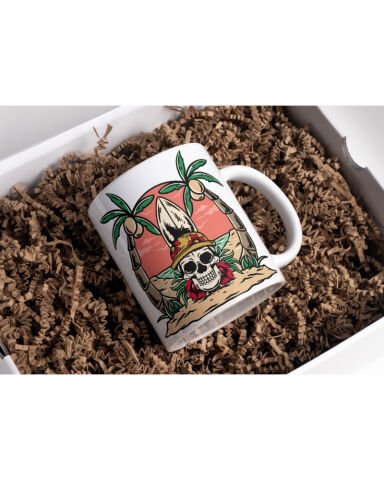 İskelet Desenli Seramik 350 Ml Kupa Bardak
