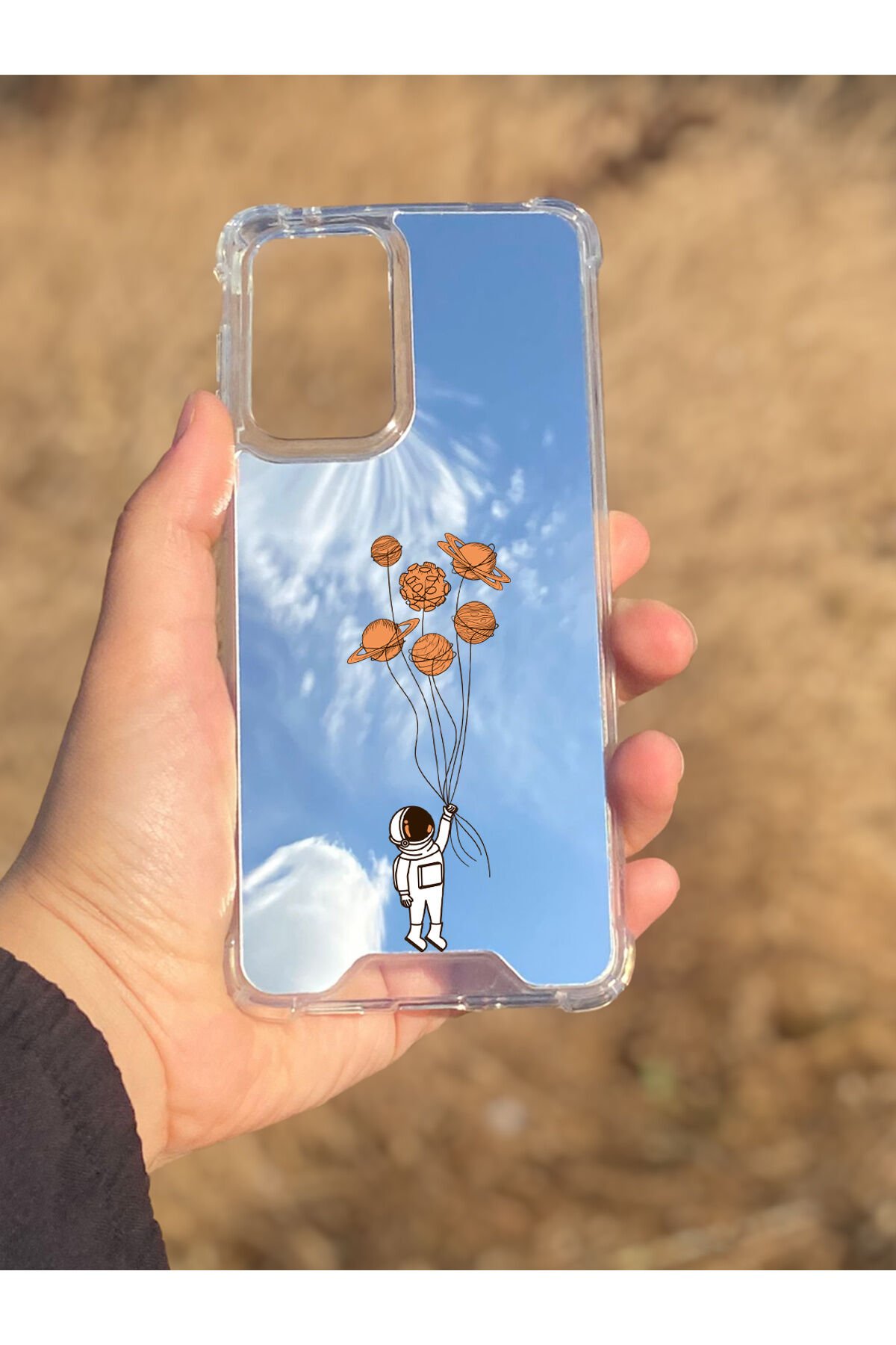 Samsung Galaxy A33 Uyumlu Aynalı Astronot Desenli Darbe Kamera Korumalı Silikon Telefon Kılıfı