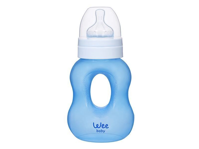 Wee Baby Kavramalı Biberon 240 ml - Mavi (Temizleme Fırçası Hediyeli)