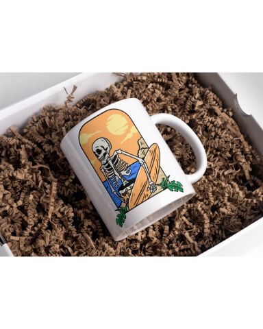 İskelet Desenli Seramik 350 Ml Kupa Bardak