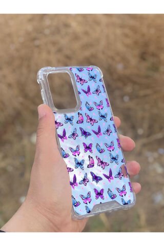 Samsung Galaxy A33 Uyumlu Aynalı Kelebek Desenli Darbe Kamera Korumalı Silikon Telefon Kılıfı