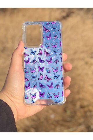 Samsung Galaxy A33 Uyumlu Aynalı Kelebek Desenli Darbe Kamera Korumalı Silikon Telefon Kılıfı