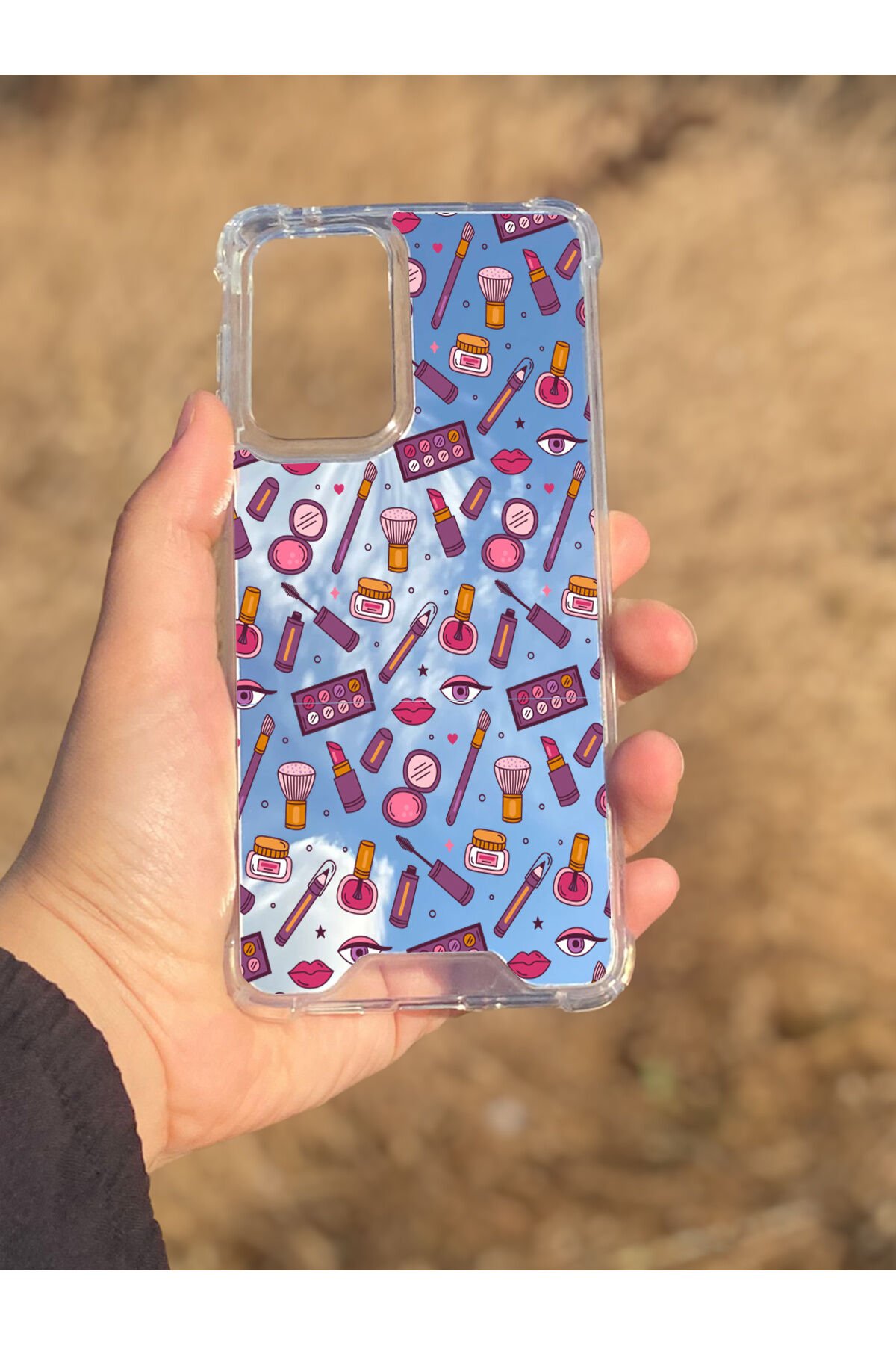 Samsung Galaxy A33 Uyumlu Aynalı Makyaj Desenli Darbe Kamera Korumalı Silikon Telefon Kılıfı
