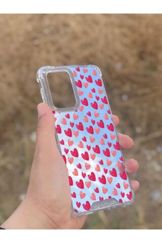 Samsung Galaxy A33 Uyumlu Aynalı Pembe Kalp Desenli Darbe Kamera Korumalı Silikon Telefon Kılıfı
