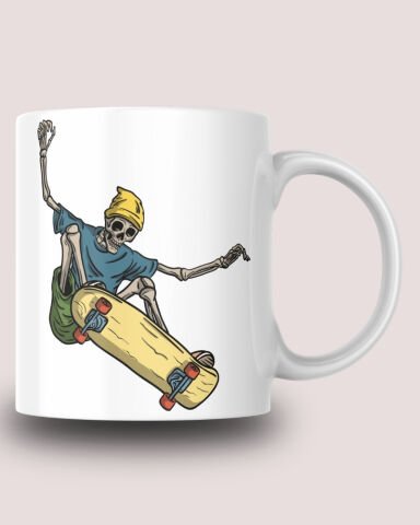 İskelet Desenli Seramik 350 Ml Kupa Bardak