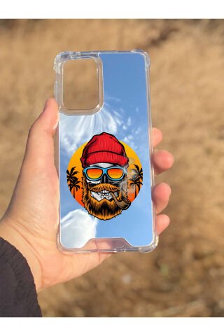 Samsung Galaxy A33 Uyumlu Aynalı Kuru Kafa Desenli Darbe Kamera Korumalı Silikon Telefon Kılıfı