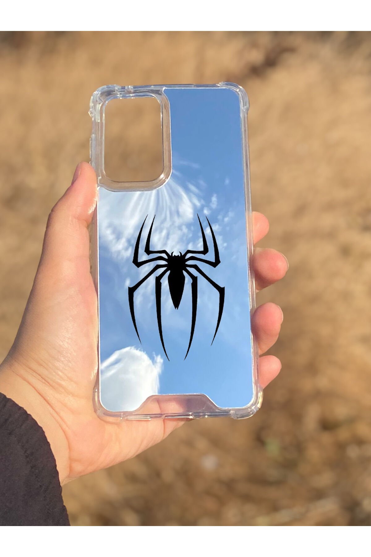 Samsung Galaxy A33 Uyumlu Aynalı Spider Desenli Darbe Kamera Korumalı Silikon Telefon Kılıfı