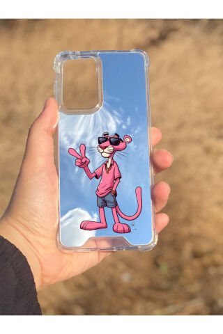Samsung Galaxy A33 Uyumlu Aynalı Pembe Panter Desenli Darbe Kamera Korumalı Silikon Telefon Kılıfı