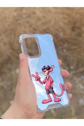 Samsung Galaxy A33 Uyumlu Aynalı Pembe Panter Desenli Darbe Kamera Korumalı Silikon Telefon Kılıfı
